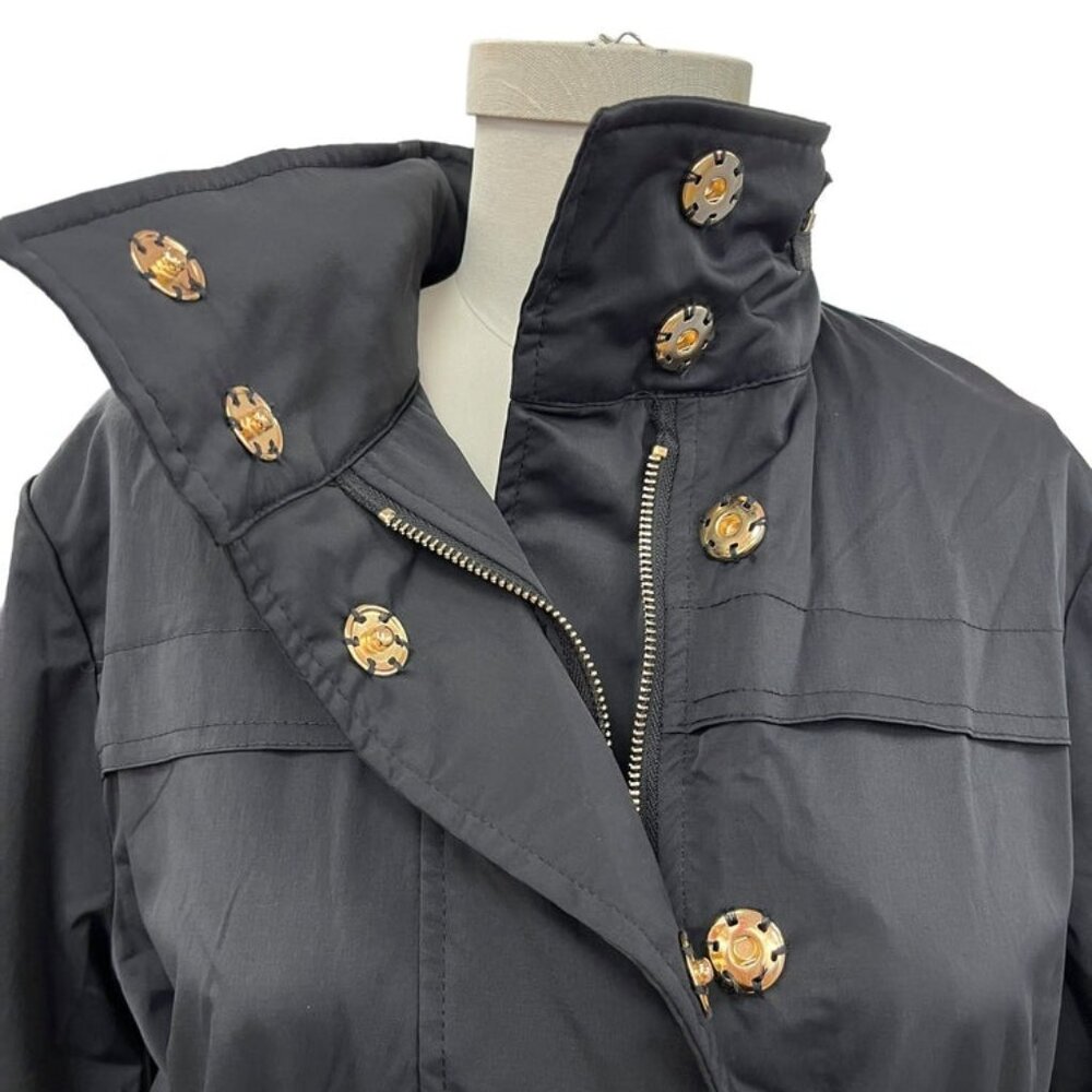 Cloister Collection Tessa Jacket black gold hardware concealed Hood Size M-L - Picture 2 of 11